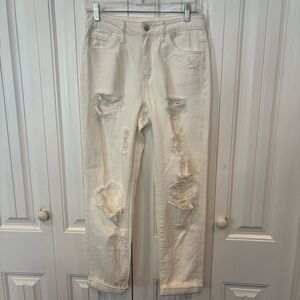 Bridge By Gly White Distress Mom‎ Jeans Size 25